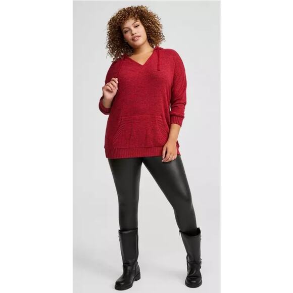 NWT TORRID Relaxed Super Soft Plush Tunic Hoodie Plus Size 1X Red Pullover - Picture 5 of 5